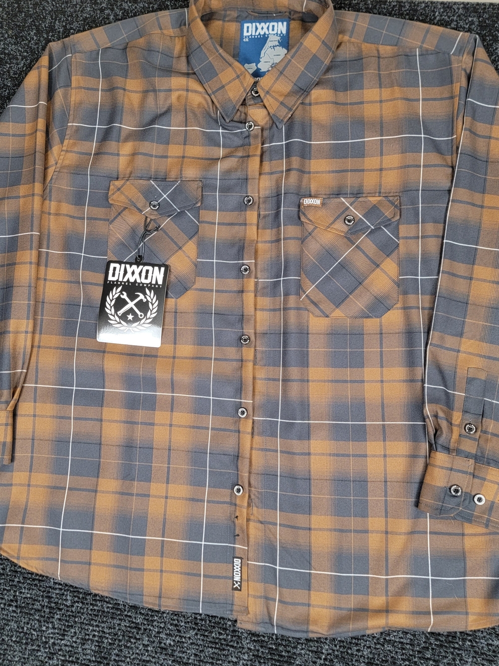 New With Tags Dixxon Flannel Boroughs Shirt 4XL Camel Brown Gray Plaid HTF XXXXL